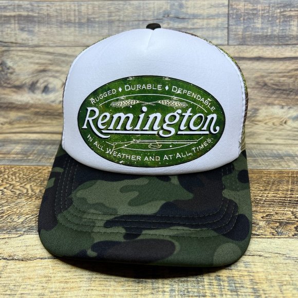 Remington Mens Trucker Hat Camo USA Hunting Fishing Camping Baseball Cap - Picture 2 of 8